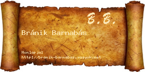 Bránik Barnabás névjegykártya